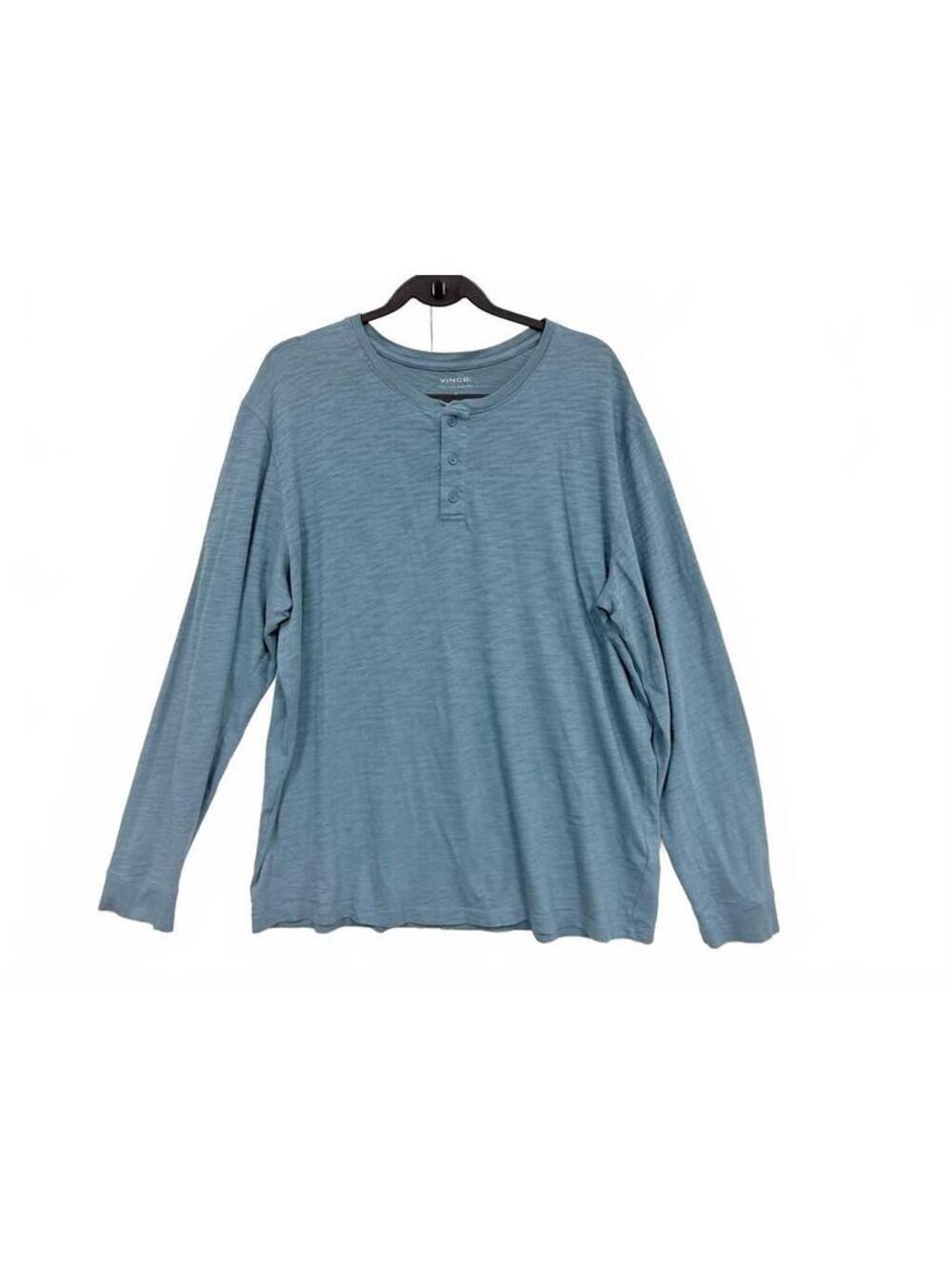 Vince Men’s XL Gray Blue Cotton Henley Long Sleeve Shirt